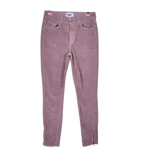 Paige Corduroy Jeans Women Size 26 26X27 Pink Faded Mauve Zip Cuffs Stretch